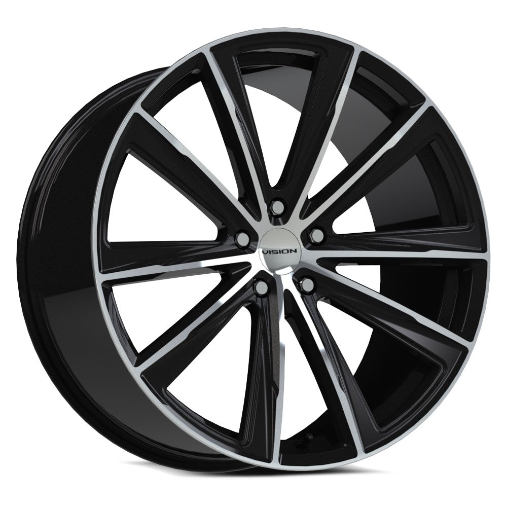 20x10.5 Vision 471 Splinter Gloss Black Machined Face Wheel 5x115 (42mm)