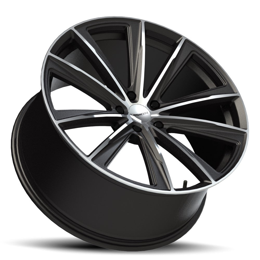 20x10.5 Vision 471 Splinter Gloss Black Machined Face Wheel 5x112 (42mm)