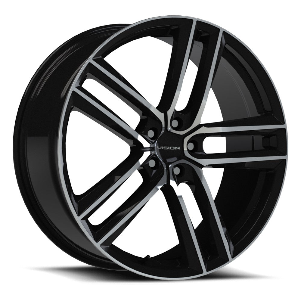 22x9 Vision 475 Clutch Gloss Black Machined Face Wheel 5x120 (35mm)