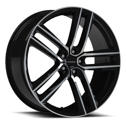 22x9 Vision 475 Clutch Gloss Black Machined Face Wheel 5x120 (35mm)