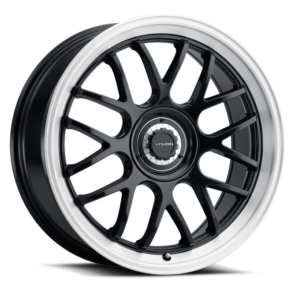 17x8 Vision 478 Apline Gloss Black Brushed Lip Wheel 5x112/5x120 (38mm)