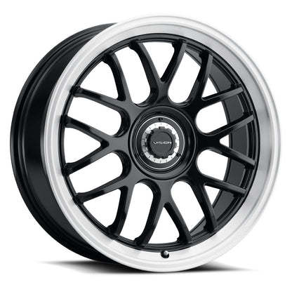 17x8 Vision 478 Apline Gloss Black Brushed Lip Wheel 5x112/5x120 (38mm)