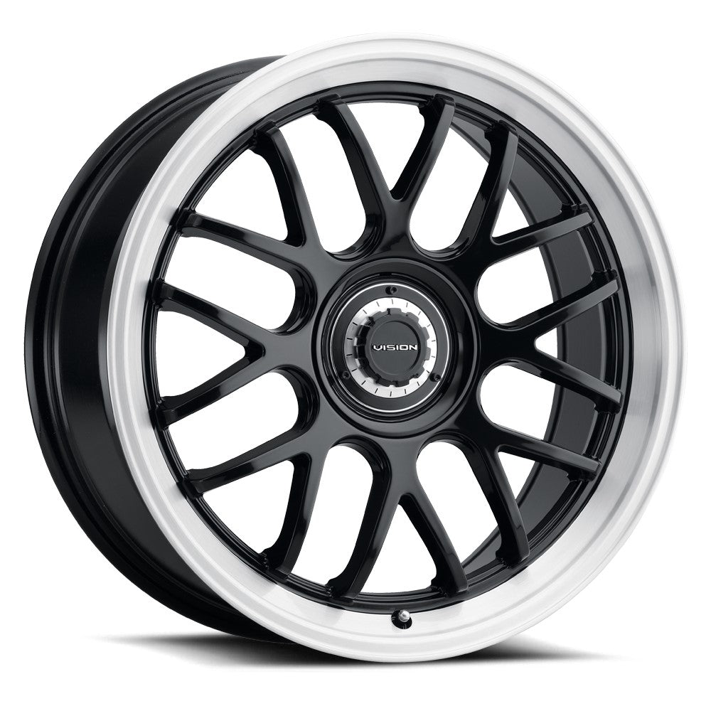 18x8.5 Vision 478 Alpine Gloss Black Brushed Lip Wheel 5x4.25/5x4.5 (35mm)