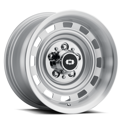 15x7 American Muscle 54 Cheyenne Silver Machined Lip Wheel 5x4.75 (6mm)