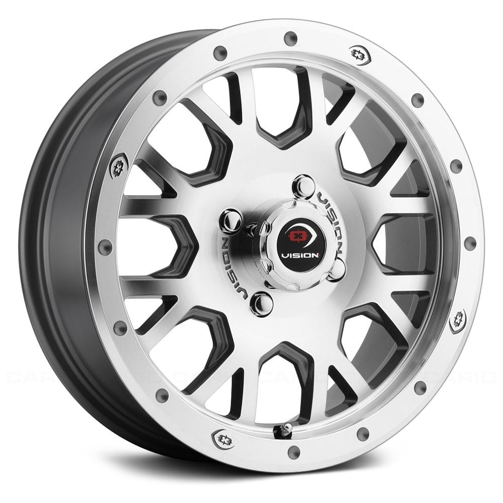 15x6 Vision GV8 Invader Gunmetal Machined UTV BEADLOCK Wheel 4x110 (32mm)