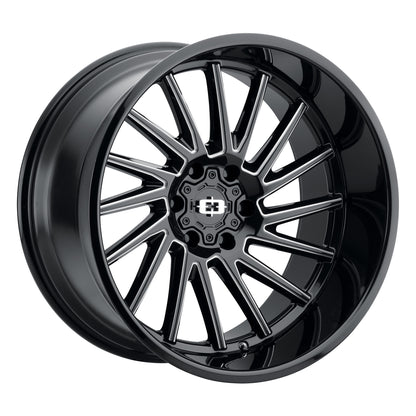 22x12 Vision 306 Rapier Gloss Black Milled Spoke Wheel 5x5 (-51mm)