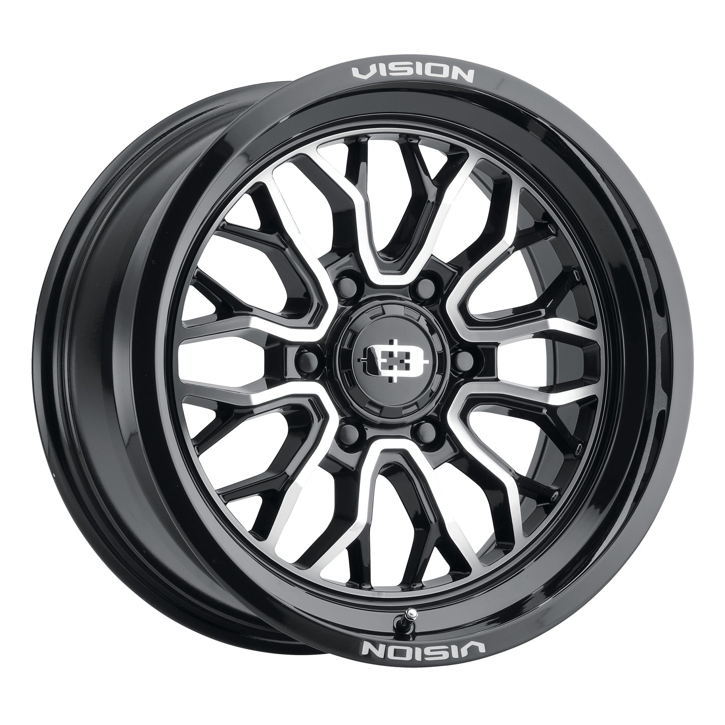 18x9 Vision 402 Riot Gloss Black Machined Face Wheel 6x5.5 (-12mm)