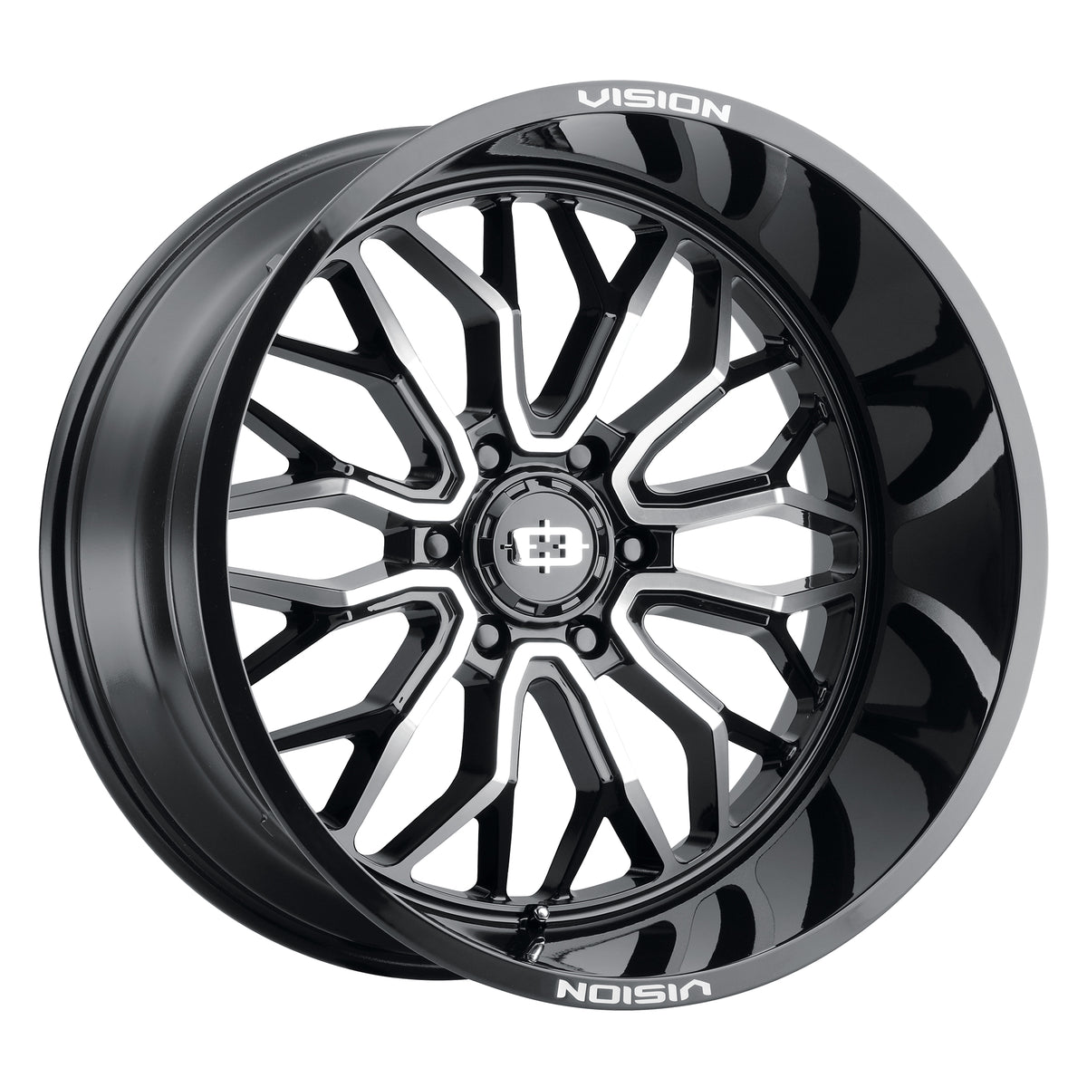 22x12 Vision 402 Riot Gloss Black Machined Face Wheel 5x150 (-51mm)