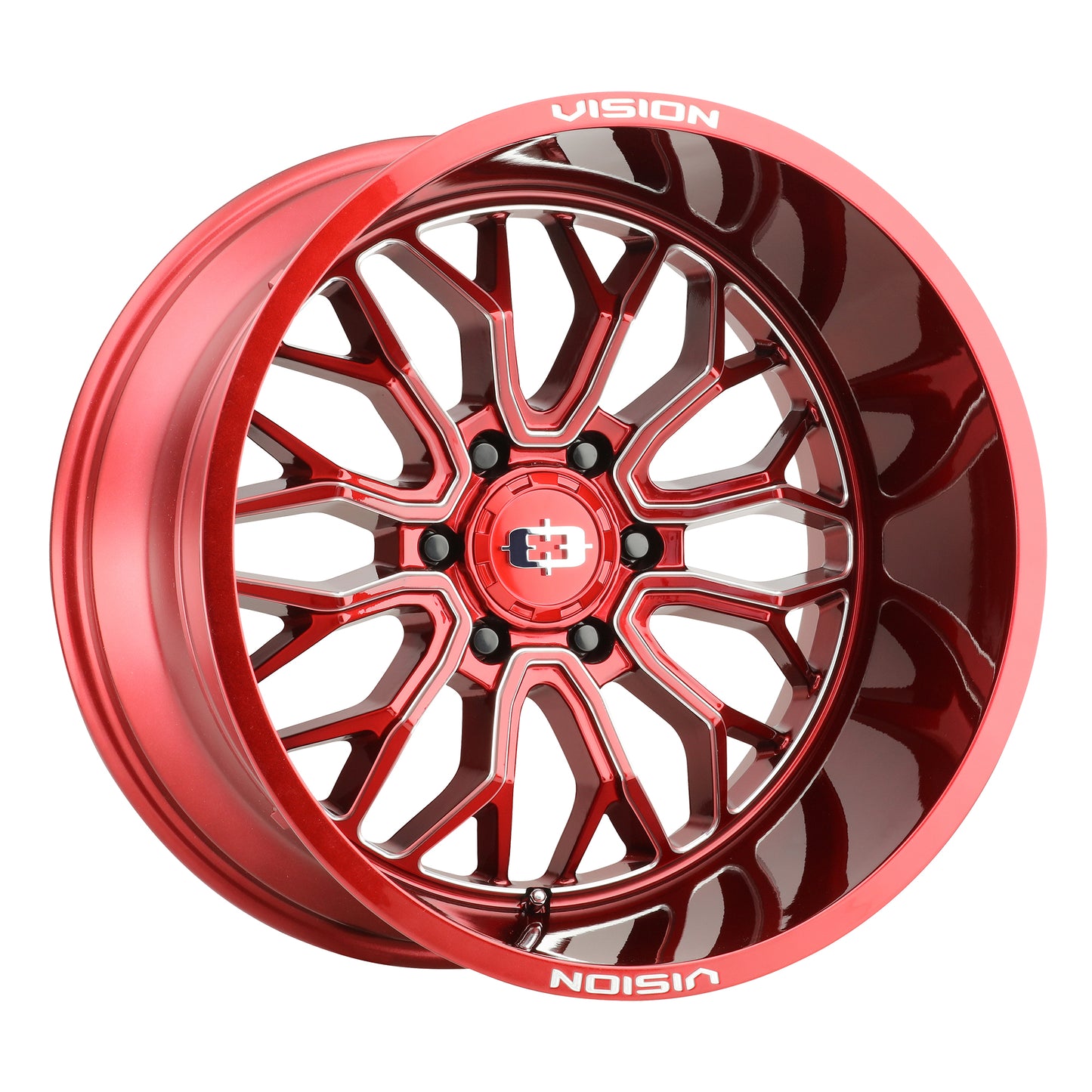 20x10 Vision 402 Riot Red Tint Milled Spoke Wheel 6x5.5 (-25mm)