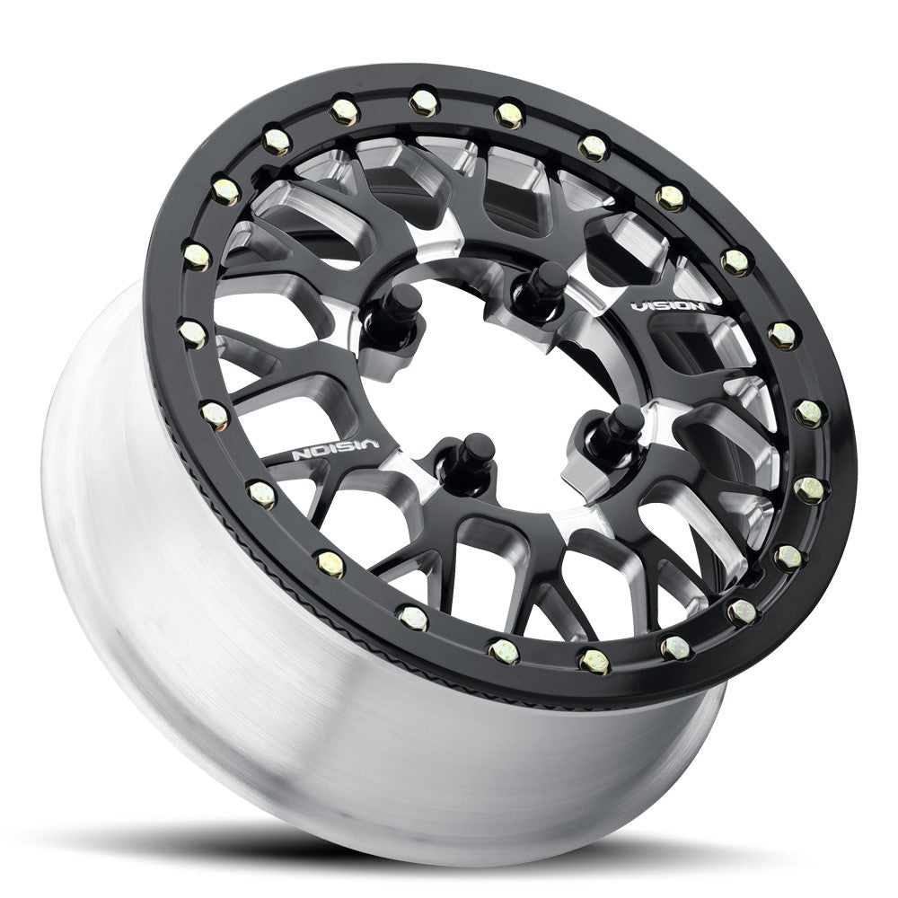 15x10 Vision 346BL Storm Black Milled FORGED UTV BEADLOCK Wheel 6x5.5 (25mm)