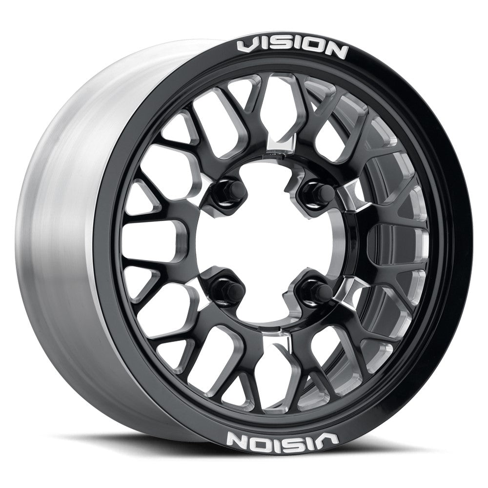 15x10 Vision 346 Storm Gloss Black Milled Spoke FORGED UTV Wheel 6x5.5 (25mm)