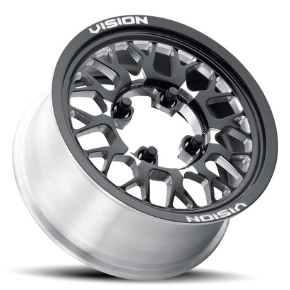 15x10 Vision 346 Storm Gloss Black Milled Spoke FORGED UTV Wheel 4x137 (0mm)