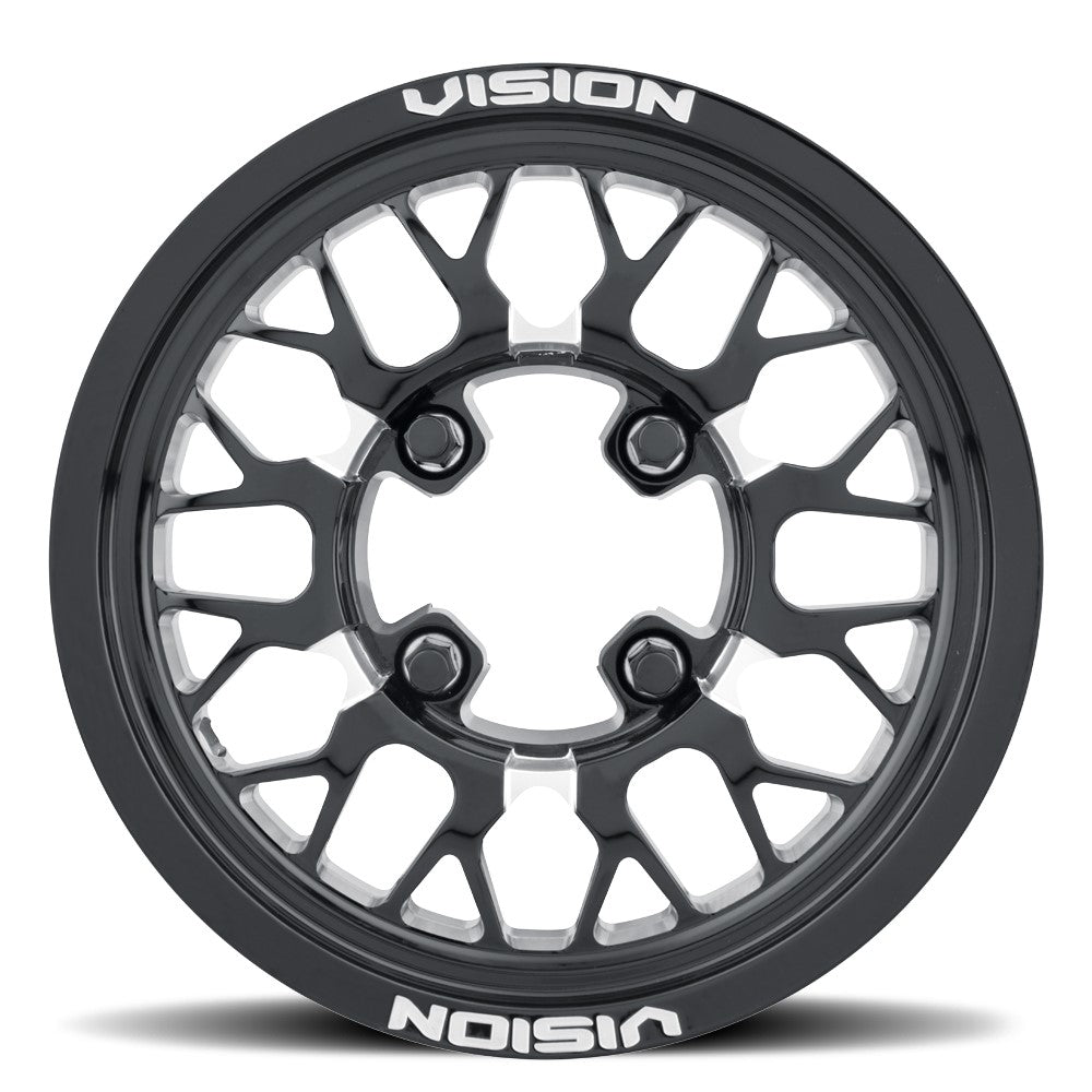 15x10 Vision 346 Storm Gloss Black Milled Spoke FORGED UTV Wheel 4x137 (0mm)