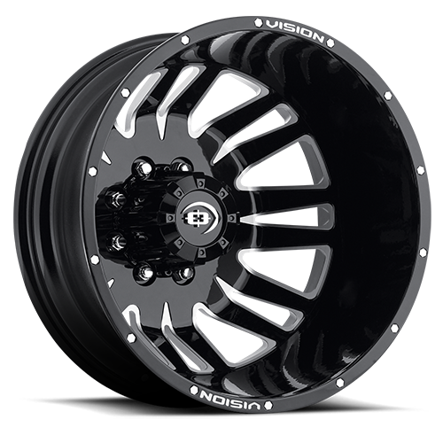 20x8.25 Vision 401 Rival Dually Rear Gloss Black Machined Wheel 8x210 (-145mm)