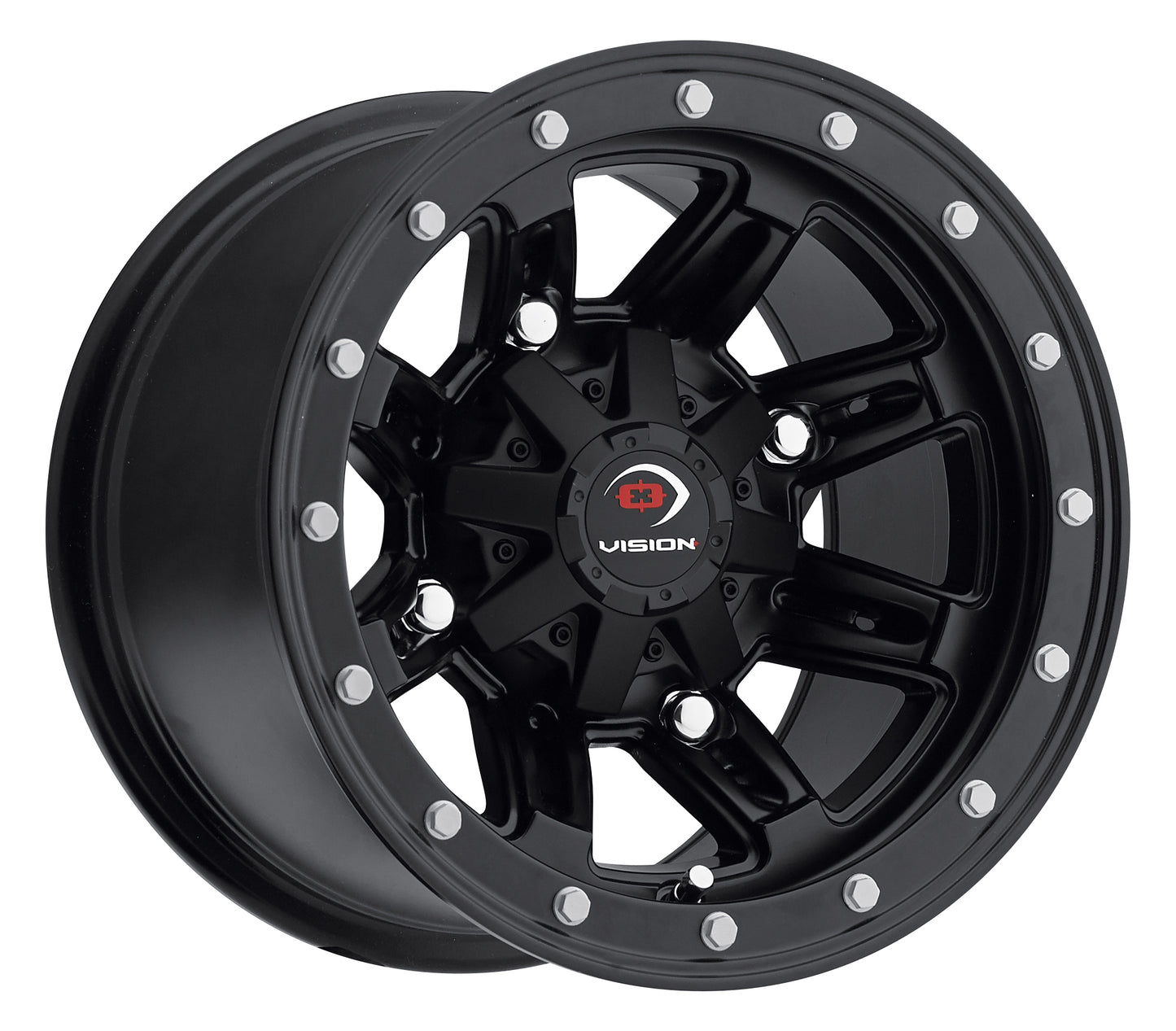 12x8 Vision 550 Five-Fifty Matte Black UTV Wheel 4x137 (-10.2mm)