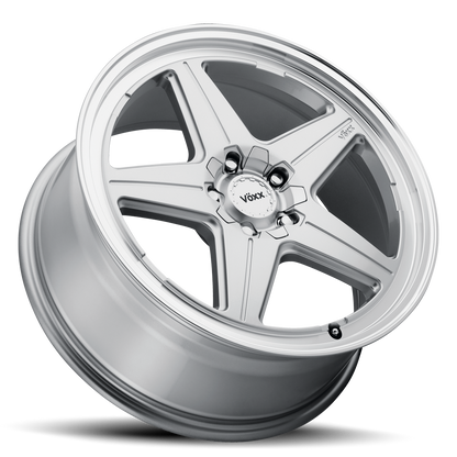 17x7.5 Voxx Nesso Silver W/Machined Lip Wheel 5x4.25/5x4.5 (40mm)