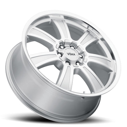 18x8.5 Voxx Turin Silver Mirror Machined Face and Lip Wheel 6x132/6x5.5 (39mm)