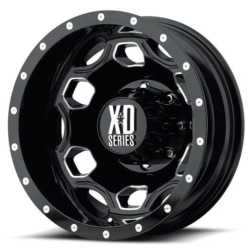 22x8.25 XD815 Batallion DUALLY Rear Black Milled Wheel 8x210 (-150mm)
